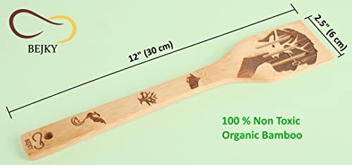 Magical Wizard 6-Pc Bamboo Spoon Set - Engraved Patterns