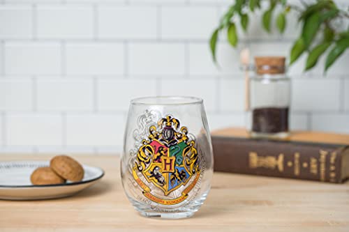 Hogwarts Crest Stemless Glass in Silver Buffalo, 20oz