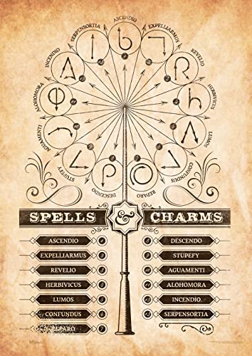 Harry Potter Spells & Charms Wand Pattern Wall Art