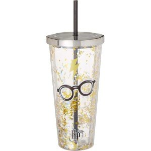 Harry Potter Glitter Tumbler Cup with Straw - 20 oz