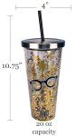 Harry Potter Glitter Tumbler Cup with Straw - 20 oz