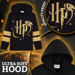 Harry Potter Hogwarts Zip Hoodie for Teen Girls (Black/Gold/Red, 11-12)