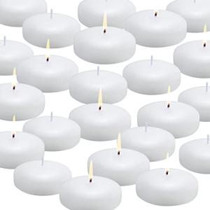 flamecan 24 Pack Floating Candles, 3” White Unscented Dripless Wax Burning Candles, for Cylinder Vases, Weddings, Party and Holiday …