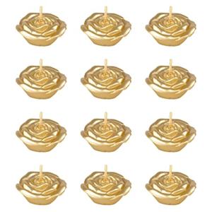 Floating Gold Rose Petal Candles - 12 Pack