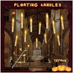 Floating LED Candles with Wand Remote - 12 Pack