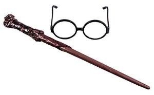 Harry Potter Costume Wand and Glasses Set