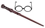 Harry Potter Costume Wand and Glasses Set