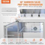 VEVOR 60" Stainless Steel Food Prep Table
