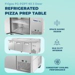 93" Stainless Steel Refrigerated Pizza Prep Table
