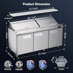 Coolski 72.7’’ W Salad Bar Refrigerator 3 Doors