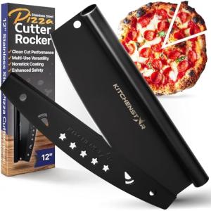 KitchenStar 12-Inch Rocker Pizza Cutter - Black