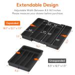 Expandable Kitchen Silverware Organizer Tray, Black