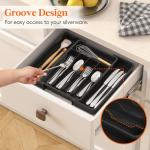 Expandable Kitchen Silverware Organizer Tray, Black