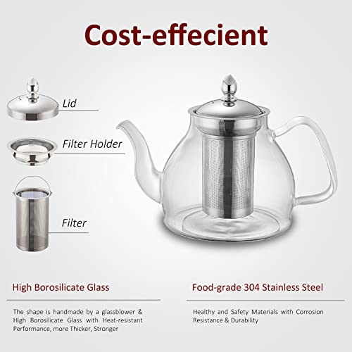 Glass Teapot Kettle with Stainless Steel Infuser