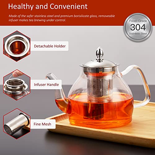 Glass Teapot Kettle with Stainless Steel Infuser