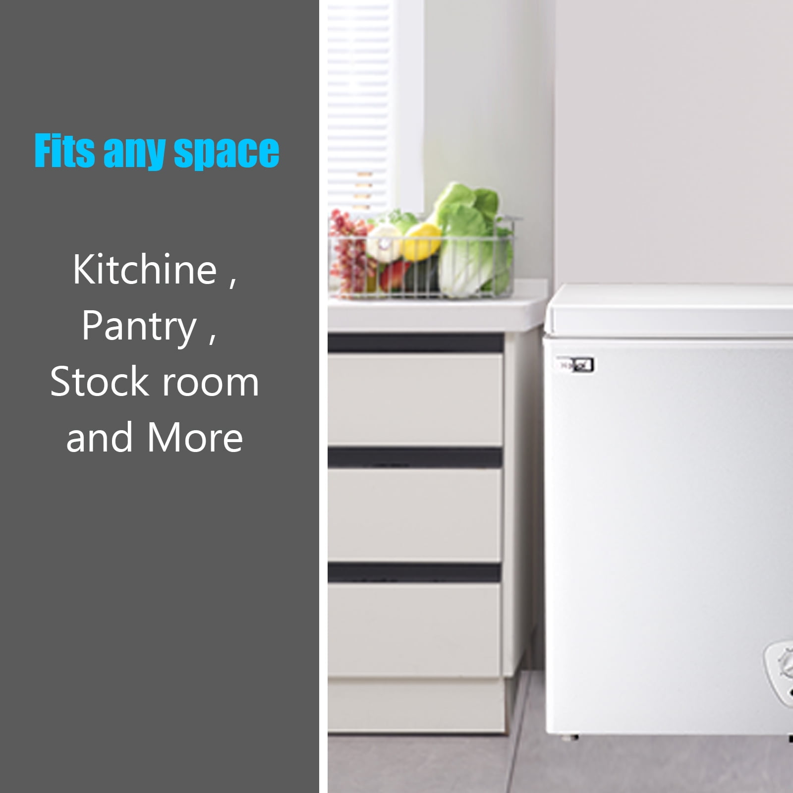 WANAI 3.5 Cu Ft Chest Freezer with Storage Basket
