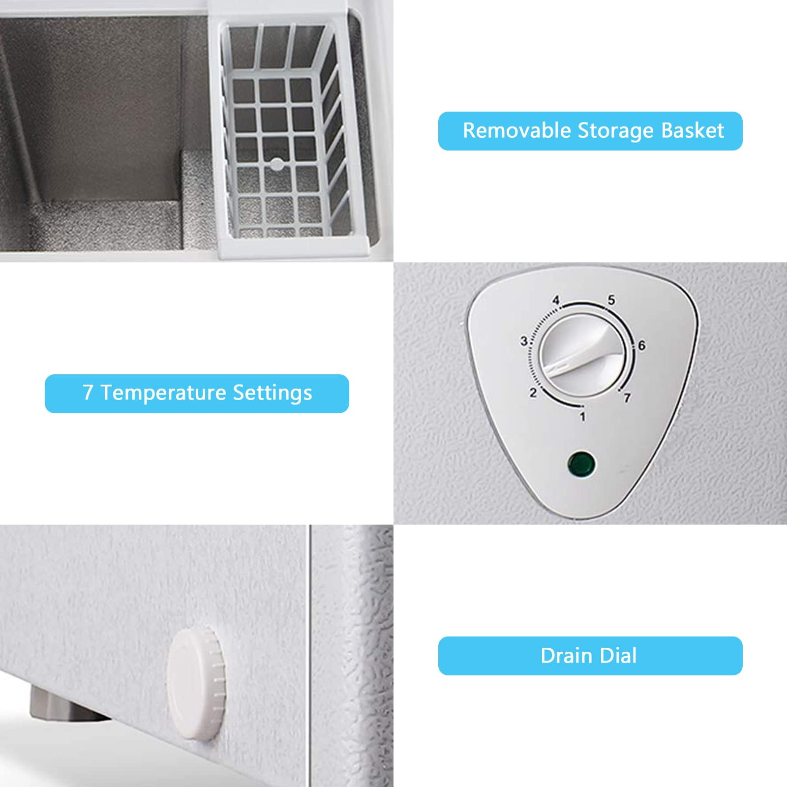 WANAI 3.5 Cu Ft Chest Freezer with Storage Basket