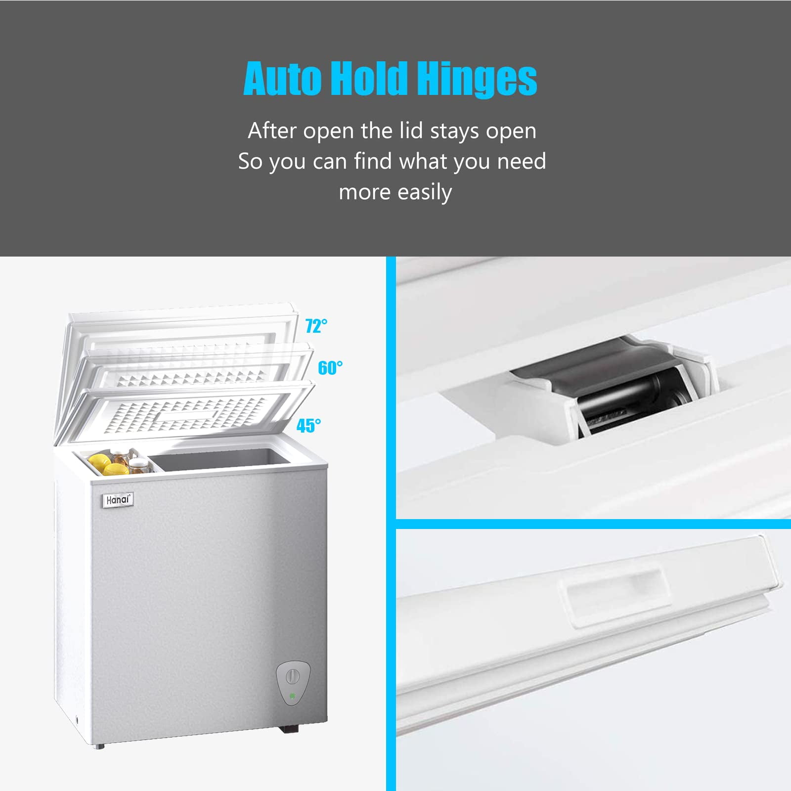 WANAI 3.5 Cu Ft Chest Freezer with Storage Basket