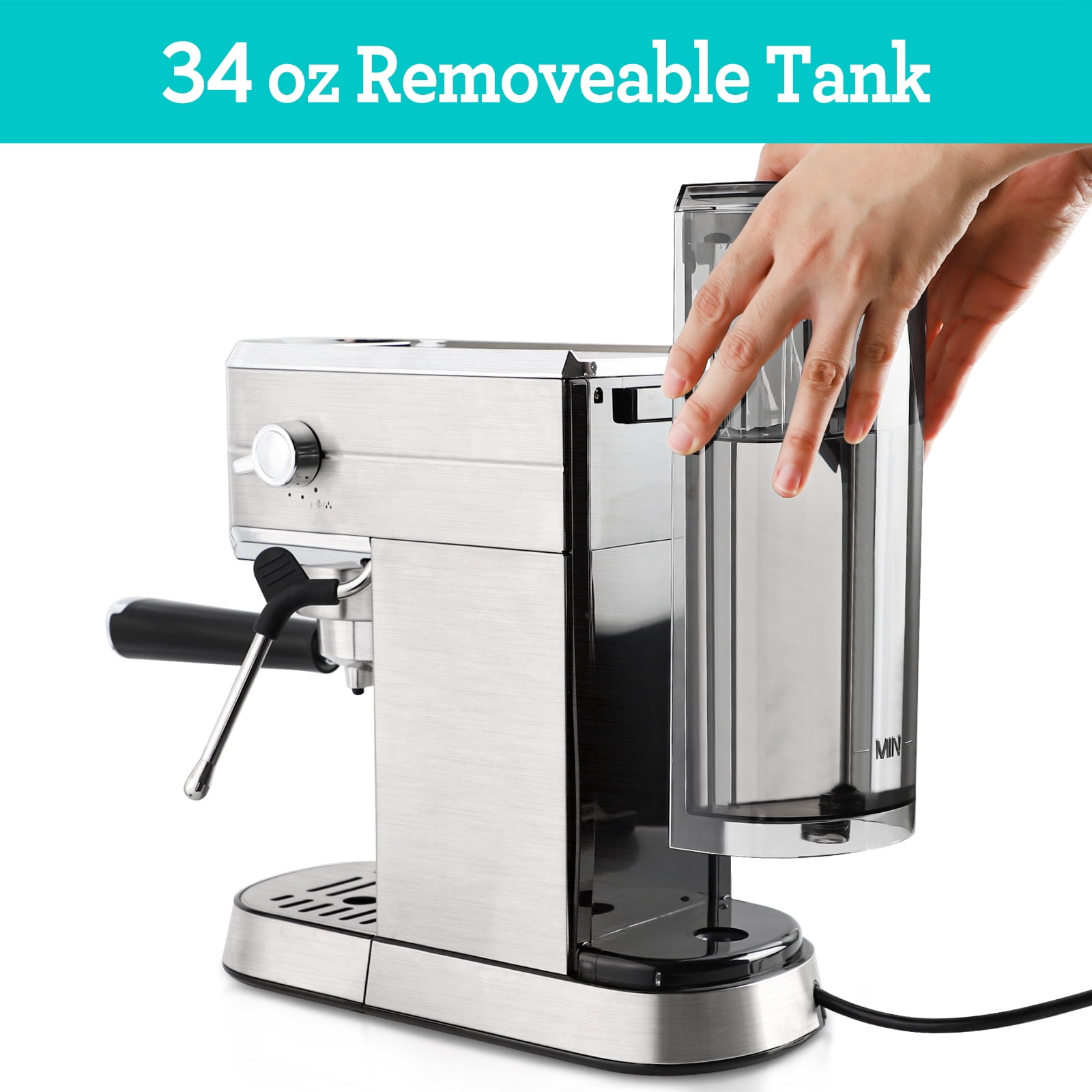 Stainless Steel Espresso Machine with Milk Frother
