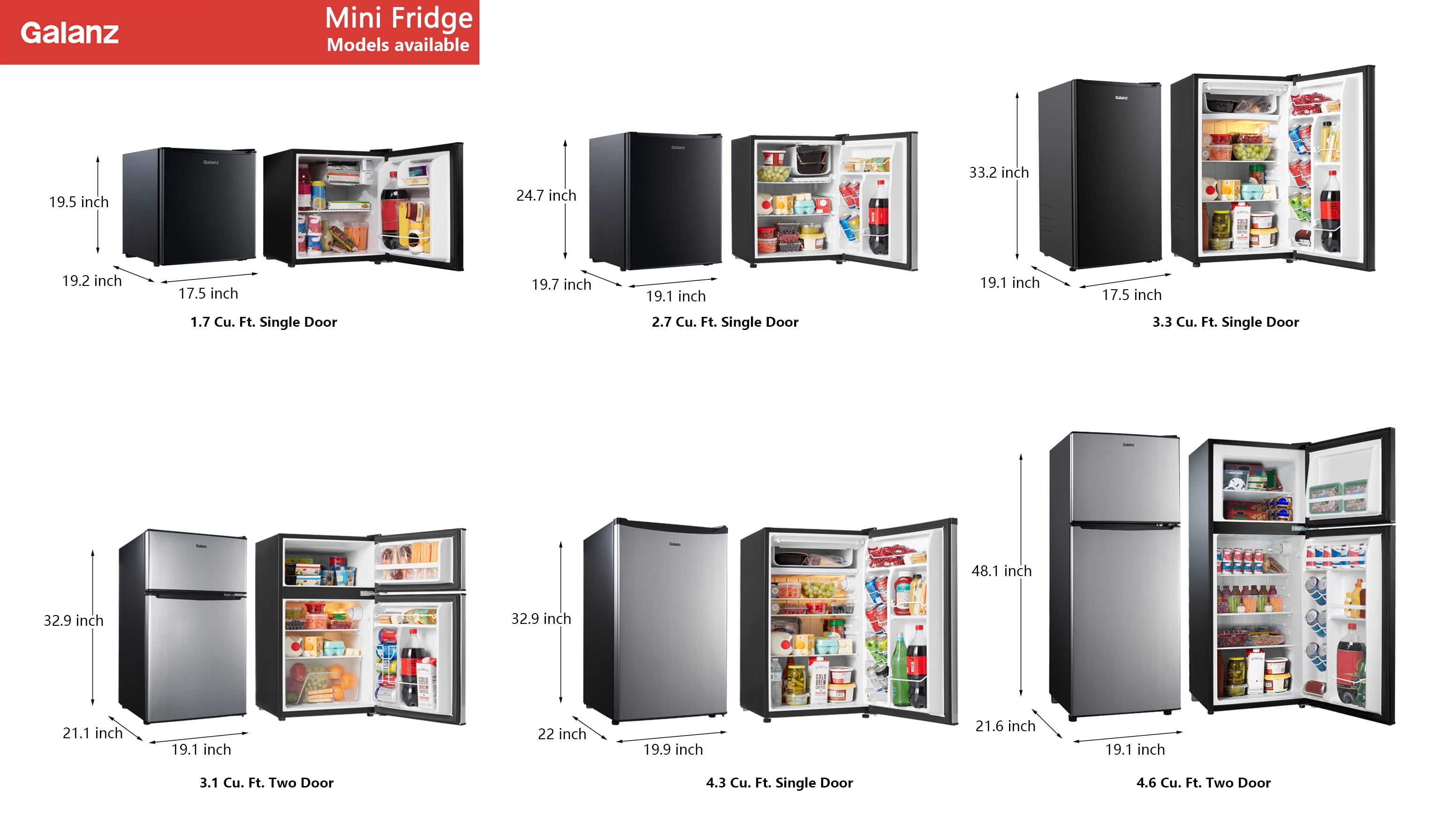 Galanz 4.3 Cu Ft Stainless Steel Mini Fridge