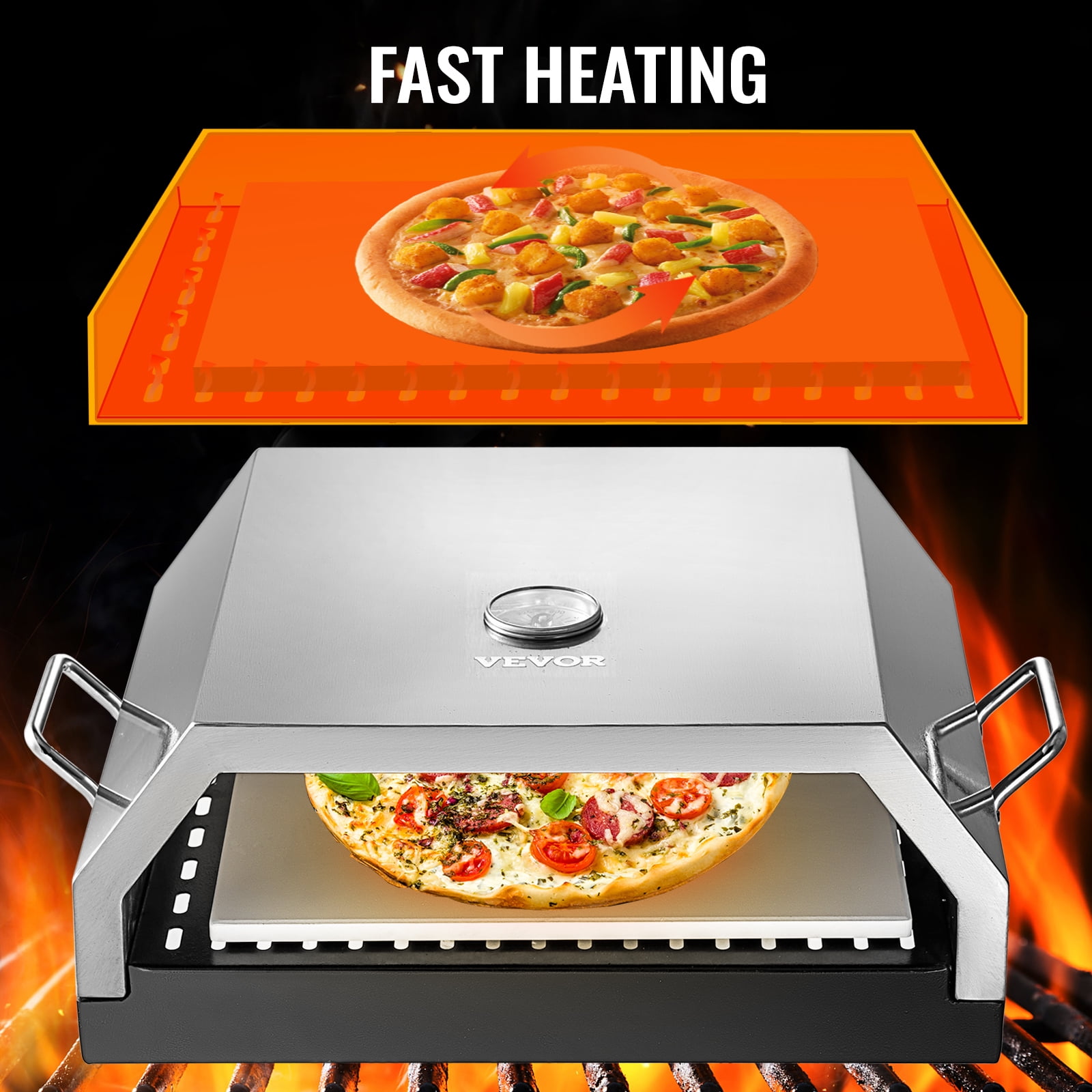 Portable Wood Fired Pizza Oven Stainless Steel Top