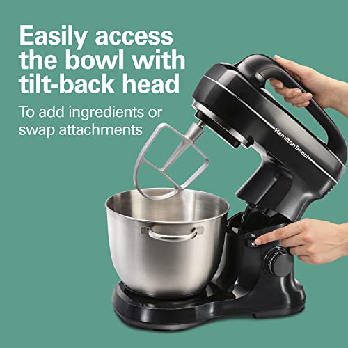 Hamilton Beach 63391 Stand Mixer, Stainless Steel, Black