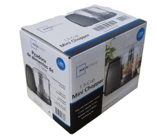 Mainstays 1.5 Cup, One-Touch Pulse , Mini Food Chopper, Black