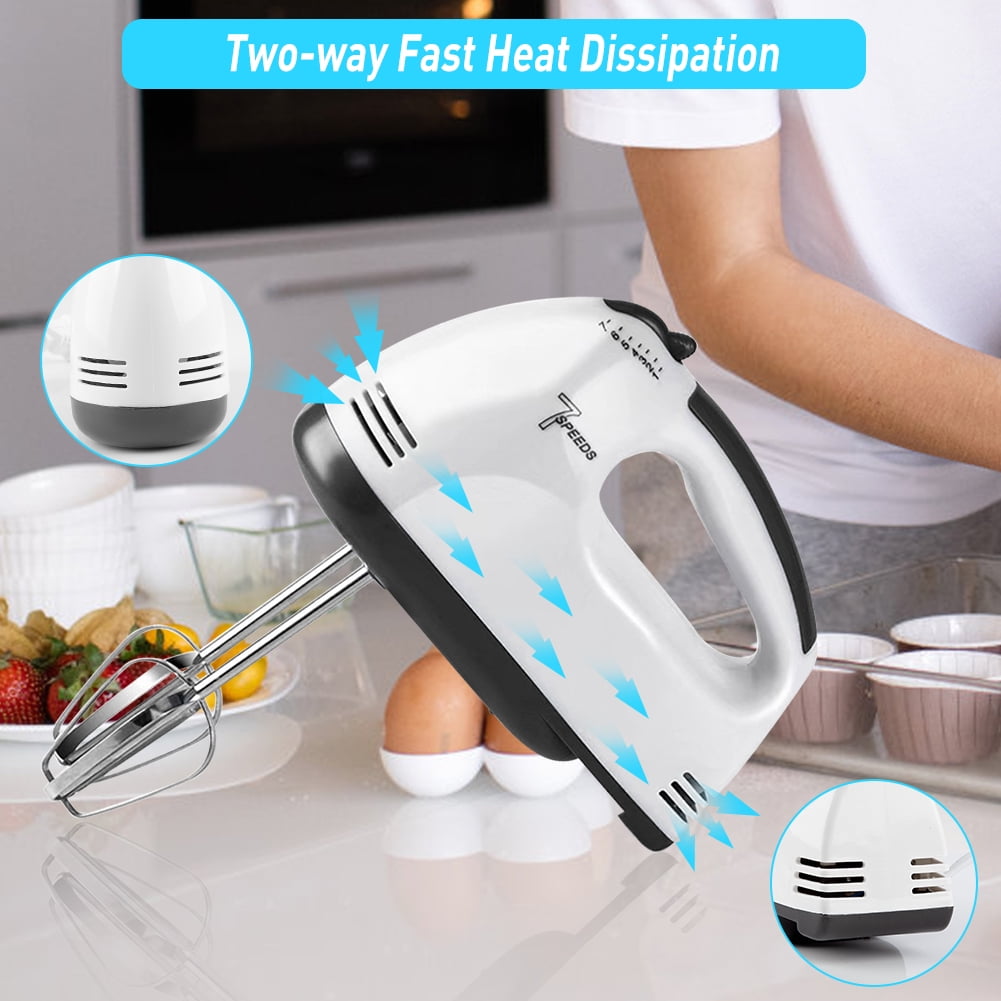 7-Speed Electric Hand Mixer with Whisk & Hooks