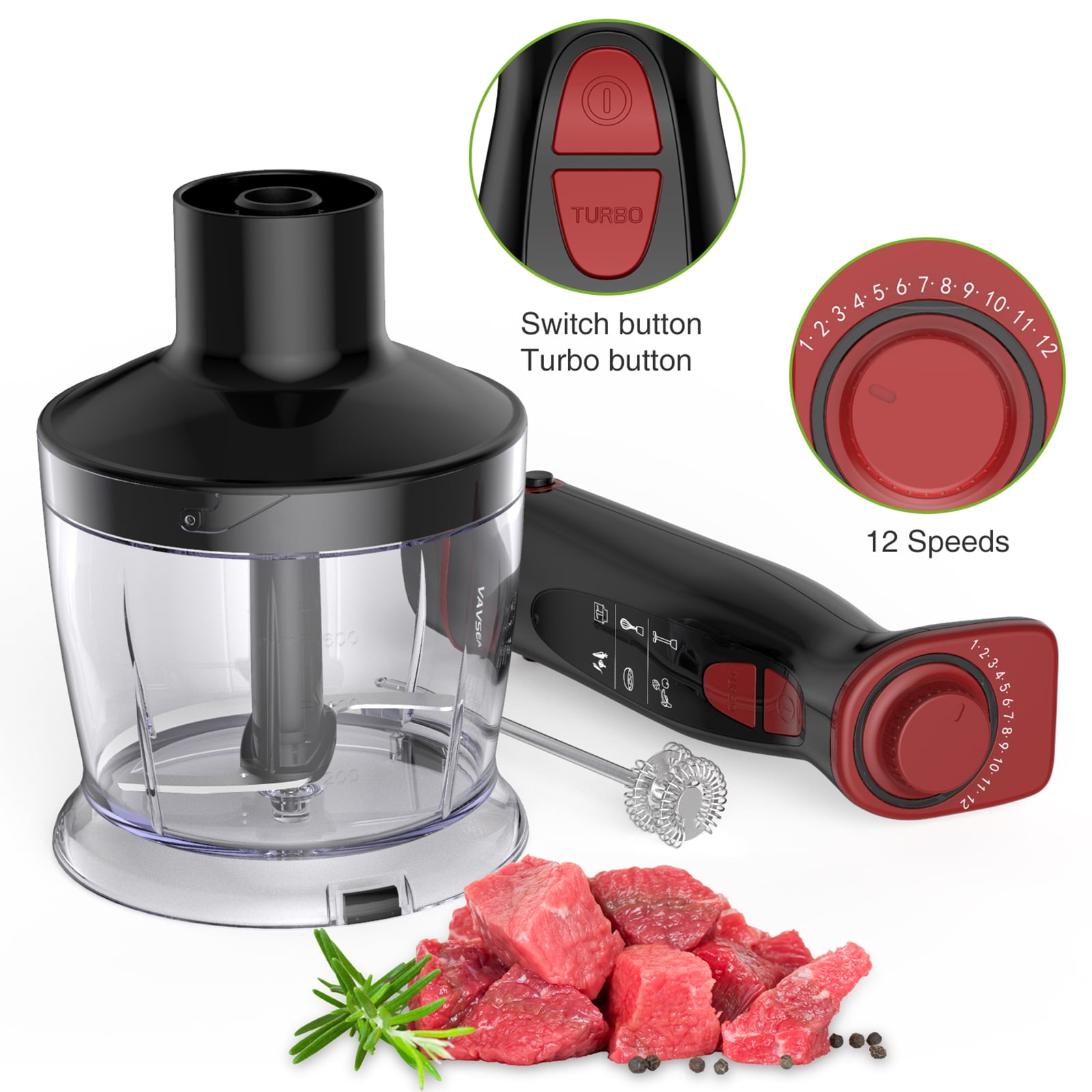 Vavsea 12-Speed Handheld Blender with Accessories