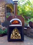 Mobile Outdoor Wood-Burning Pizza Oven with Copper Hood