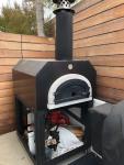 Mobile Outdoor Wood-Burning Pizza Oven with Copper Hood
