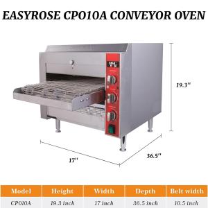 Easyrose Countertop Pizza Conveyor Oven Toaster