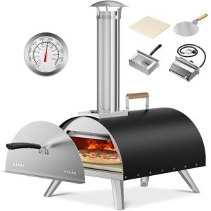Portable Multi-Fuel Outdoor Pizza Oven with Thermometer
