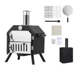 Black Wood Burning Outdoor Pizza Oven with Legs