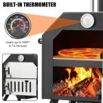 Black Wood Burning Outdoor Pizza Oven with Legs