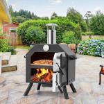 Black Wood Burning Outdoor Pizza Oven with Legs