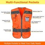 High Visibility Orange Safety Vest with 9 Pockets