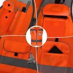 High Visibility Orange Safety Vest with 9 Pockets