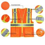 High Visibility Reflective Safety Vest with Pockets