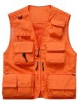 Flygo Men's Lightweight Fishing Cargo Vest - Orange