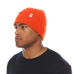 Merino Wool Blaze Orange Cuff Beanie Hat