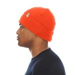Merino Wool Blaze Orange Cuff Beanie Hat