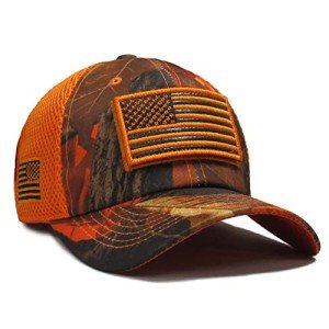 Blaze Orange USA Flag Hunting Hat with Patch