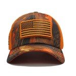 Blaze Orange USA Flag Hunting Hat with Patch