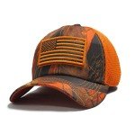Blaze Orange USA Flag Hunting Hat with Patch