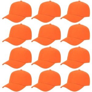 Adjustable Orange Baseball Caps - Pack of 12