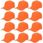 Adjustable Orange Baseball Caps - Pack of 12