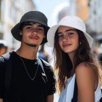 Orange Cotton Bucket Hat for Summer Fishing