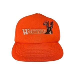 Vintage Blaze Orange Whitetail Hunting Trucker Hat