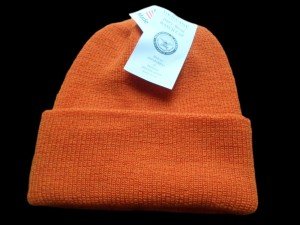 Blaze Orange 100% Wool Watch Cap Beanie